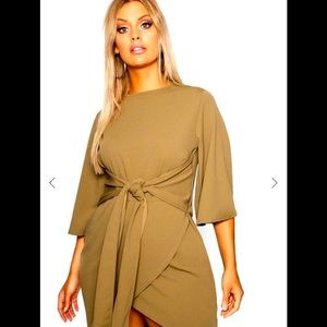 Kimono sleeve tie waist wrap dress